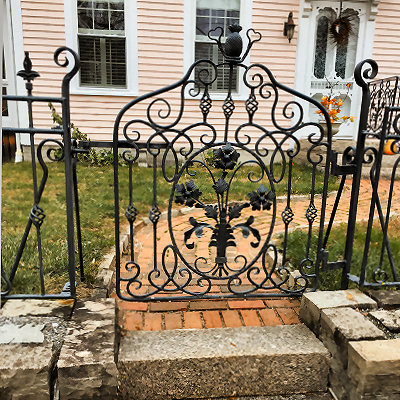 Ornate wrought iron gate.