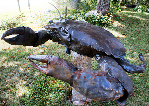 Steel crab sculpture.